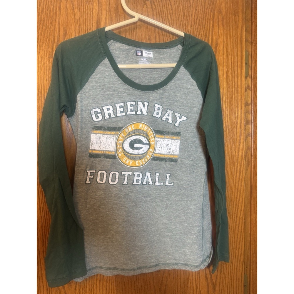 Green Bay Packers Women's M Raglan NFL Team Apparel Gray/Green Long Sleeve Shirt
